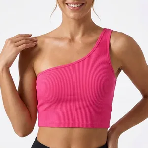 Unbranded Crop Top Womens S One Shoulder Ribbed Hot Pink Asymmetrical Excellent thumbnail 1