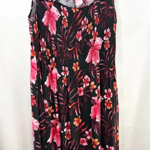 Kim Rogers Plus Size 1X Maxi Dress Black Pink‎ Tropical Coastal Beachy Fairy 484 thumbnail 4