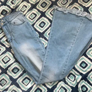 Altar'd State Tennley Raw Hem Bell Bottom Jeans thumbnail 1