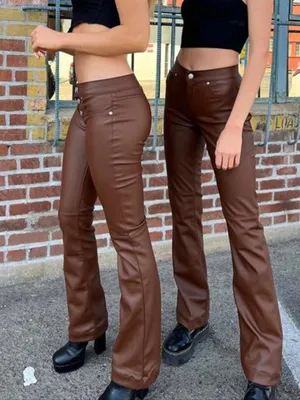 Revice Brown Faux Leather Flare Pant thumbnail 3