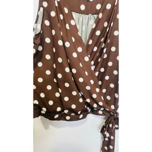 SWEET PEA Brown White Polka-Dot Sleeveless V-Neck Elastic Waist Top size Large thumbnail 6