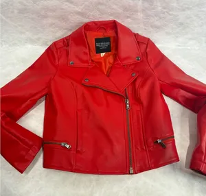 Riverdale South Side Serpents Red Faux Leather Moto Jacket Womens‎ Small thumbnail 1