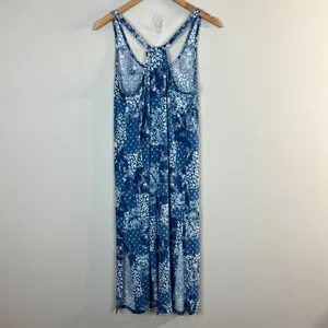 Lauren Ralph Lauren Midi Dress Small Blue‎ Floral Side Slits Sleeveless thumbnail 7