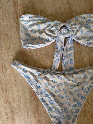 Toasted Coconut Oyster Print Strapless Top & Bottom thumbnail 3