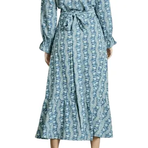 Hill House The Mirabel Skirt Trailing Vine Blue Linear Floral Poly Crepe XL New thumbnail 14