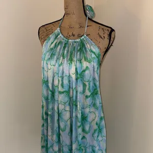 Blue & Green Floral Halter Tunic Dress thumbnail 5