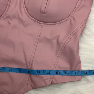ASOS Parisian Bubblegum Pink Vegan Leather Bustier Sheer Sleeve Top 10 thumbnail 10