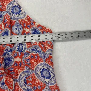 Maeve Anthropologie Halter Dress Button Front Linen‎ Blend Red Blue Large thumbnail 2