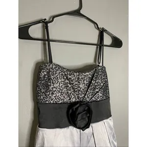 Speechless Black Silver Bow Spaghetti Strap Formal Dress Size 5 thumbnail 3