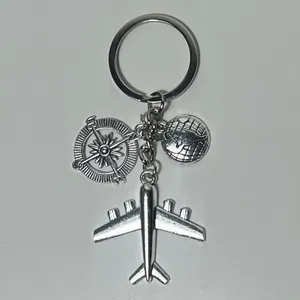 Airplane Aviation World Globe Travel Compass Charm Keyring Keychain thumbnail 4