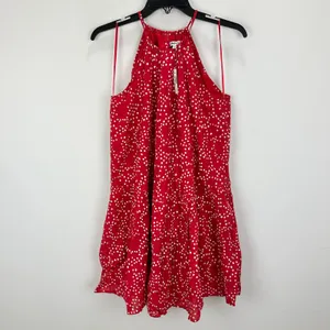 Madewell Drop Waist Mini Dress Polka Dot Trapeze Relaxed Festival Red XS NWT thumbnail 7