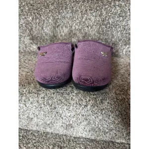 FLY FLOT Purple Velvet Slippers Made‎ In Italy Anti-Shock Leather Size 41/10 thumbnail 3