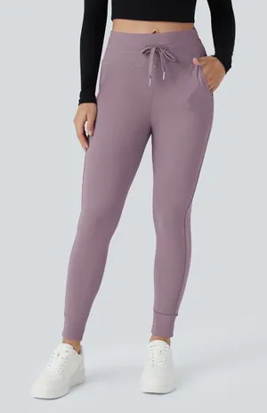 Halara SoftlyZero Plush High Waisted Full Length Jogger Large Mauve Purple thumbnail 1