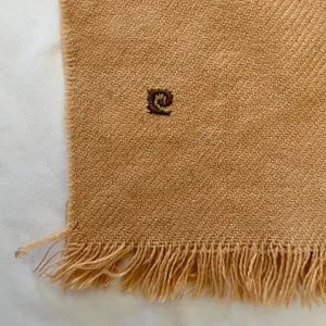Vintage Pierre Cardin Embroidered Logo Camel Orlon Acrylic Fringe Muffler Scarf thumbnail 3
