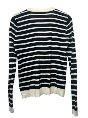 Ralph Lauren Black and White Striped V-Neck Cardigan thumbnail 7