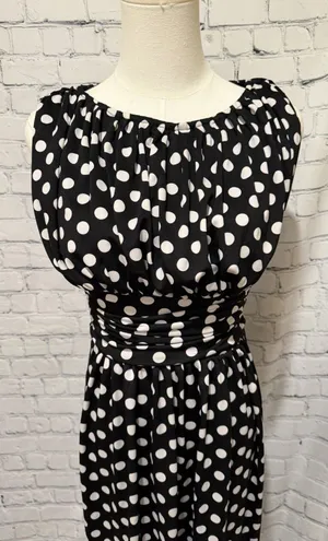 AA Studio black-and-white polka dot dress gathered neckline and Waist Size Small thumbnail 1