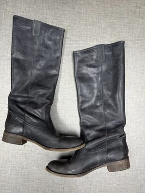 Steve‎ madden Sella Pull On Gun Metal Charcoal Boots Knee Leather 10 thumbnail 1