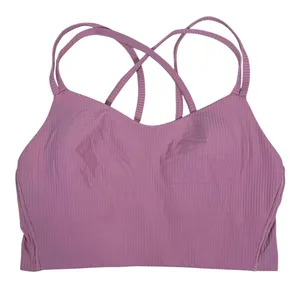 Lululemon Like a Cloud Ribbed Longline Bra Size 4 Pink Yoga Pilates Gym Studio thumbnail 1