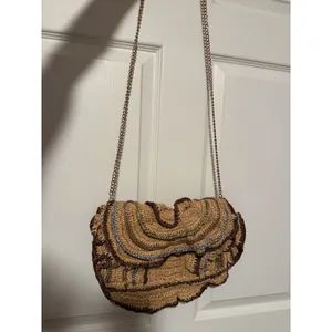 Maeve Anthropologie Raffia‎ Ruffle Clutch Crossbody Purse Resort Beach Vacation thumbnail 3