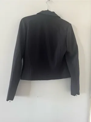 Vintage 90s Banana Republic Gray Wool Zip Up Blazer Jacket Small Career Preppy thumbnail 4