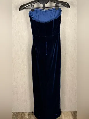 Bardot Navy Velvet Strapless Column Dress Size XS thumbnail 10