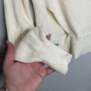 Moth Anthropologie Women XS Cream Faux Wrap Knit Sweater Long Sleeve Balletcore thumbnail 5