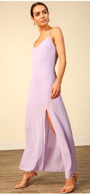 Anthropologie Line & Dot Mara Slip Maxi Dress Size Small Lavender Cocktail Chic thumbnail 1