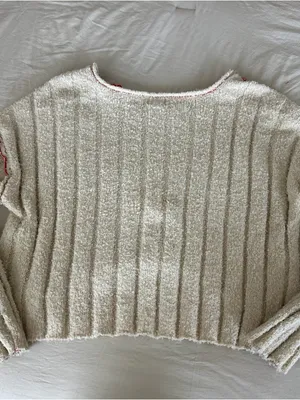 Cream BDG sweater red stitching thumbnail 5