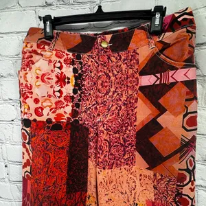 Boho Colorful Jeans Women's XL High Rise Stretch Patchwork Look Festival thumbnail 5