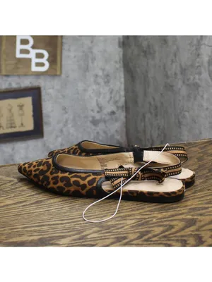 NEW A New Day London Lace Slingback Bow Flats 94303556 Cheetah Brown Multi 7.5M thumbnail 3