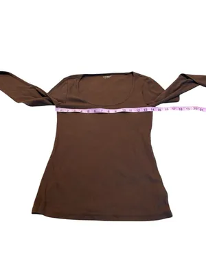 OLD NAVY ribbed Brown Long Sleeve Scoop Neck Tee TALL thumbnail 4