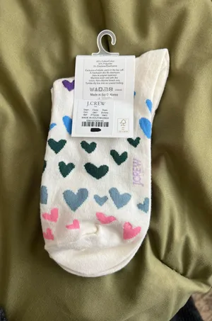 J. Crew Multi-Colored Heart Ankle Crew Socks thumbnail 2