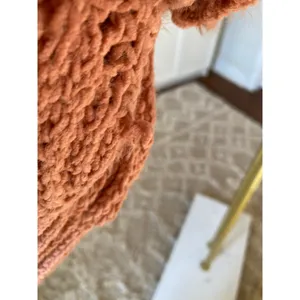 Arizona Jeans Chunky Knit Cropped Cardigan Cozy Cottagecore Orange Pink L thumbnail 8
