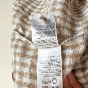 Reformation | Sebastien 100% Linen Gingham Button Front Midi Dress in Natural thumbnail 9