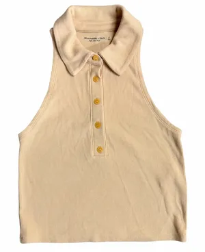Abercrombie & Fitch Collared Ribbed Knit Sleeveless Polo Size Small thumbnail 1
