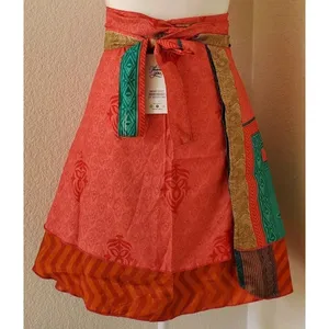 Wevez Clothing Skirt Women One Size Silk Blend Reversible Wrap Boho NWT thumbnail 4