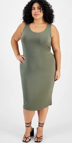 Bar III Bodycon Green Midi Dress,‎ Large thumbnail 1