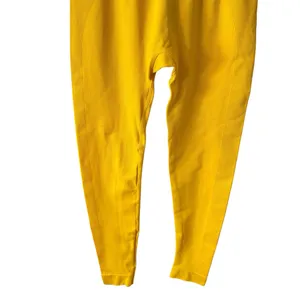 SET Active Yellow‎ Seamless Leggings SM High Rise Ribbed Gym Workout thumbnail 6