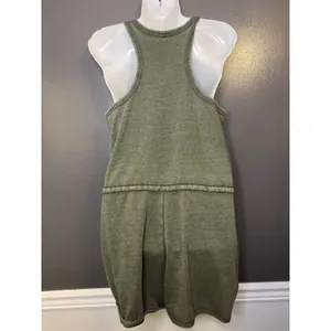 Aerie Romper Womens Medium Green Henley Sleeveless Drawstring Pockets Casual thumbnail 6