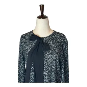 Zara‎ Dress Women Medium Black Ivory Star Print Bow Neckline Long Sleeve Mini thumbnail 4