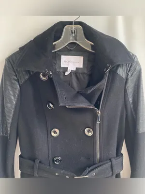 BCBGeneration black wool hooded double breasted winter dress coat Y2K academia thumbnail 3