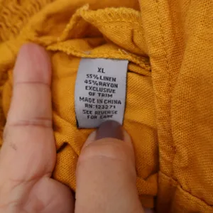 J for Justify Linen Jumpsuit Womens XL Mustard Yellow Wide Leg Cropped Excellent thumbnail 3