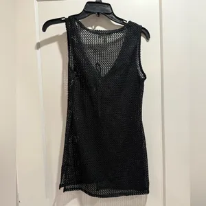 Derek Heart NWOT Black Crochet Tank Top and Shorts Set‎ Swim CoverUp Size L thumbnail 6