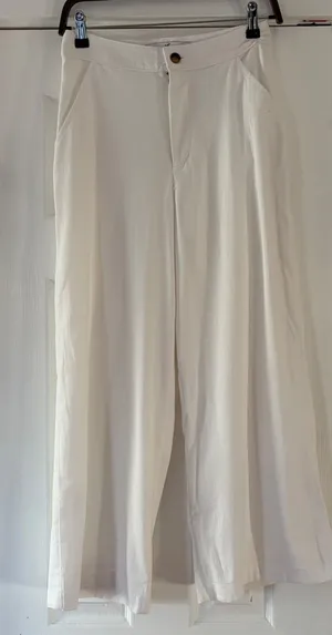 Hollister Ultra High-Rise Wide Leg Pants‎ White Linen Cotton Blend Womens 7R W28 thumbnail 1