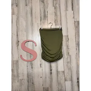 Olive Green Ruched Crop Top & Skirt Set Size Small 2-Piece Matching Outfit thumbnail 10