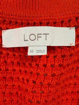 LOFT Orange Button-Front V-Neck Cardigan Size XS thumbnail 5