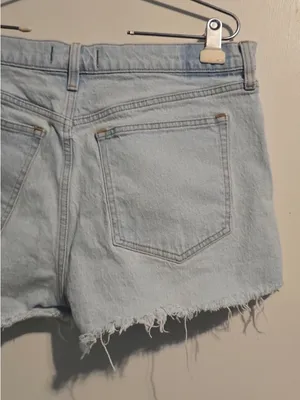 Abercrombie & Fitch Light Blue Frayed Denim Shorts thumbnail 6