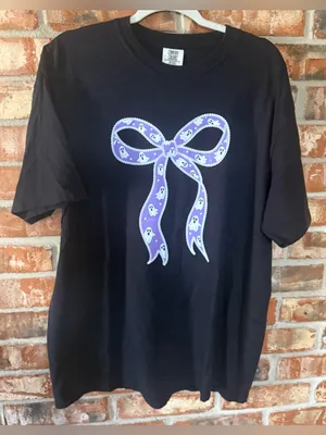 Comfort Colors Black Tee with Purple Ghost Bow Graphic thumbnail 1