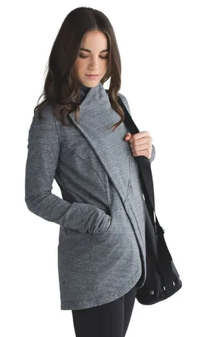 Lululemon That's A Wrap Jacket Size 6 Heathered Coal Grey Fleece Mid-Length thumbnail 1