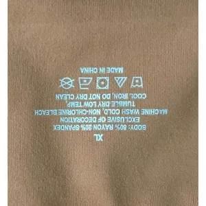 MANGOPOP‎ Women XL Brown Square Neck Long Sleeve Snap Crotch Bodysuit Neutral thumbnail 5